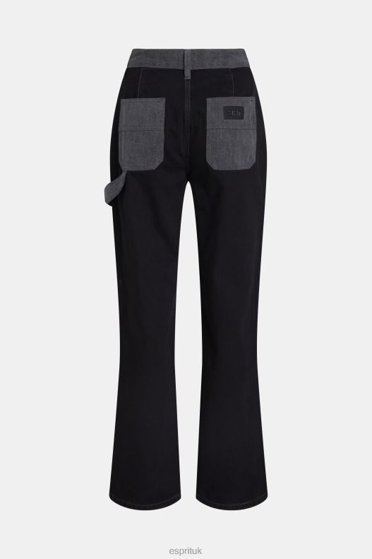 Esprit 90s high-rise straight leg workwear jeans Women Black Medium Wash Denim P0D0X365 - Image 5
