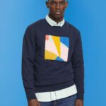 Esprit Applique sweatshirt Men Navy Sweatshirts & Hoodies P0D0X882