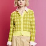 Esprit Argyle Cardigan Women White Sweaters P0D0X85