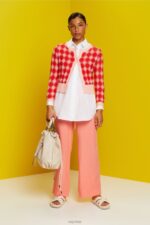 Esprit Argyle Cardigan Women White Sweaters P0D0X86 - Image 2