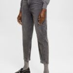 Esprit Banana fit jeans with asymmetric waistband Women Black Medium Wash Denim P0D0X339
