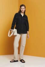 Esprit Belted twill jacket Women Black Jackets P0D0X291 - Image 2