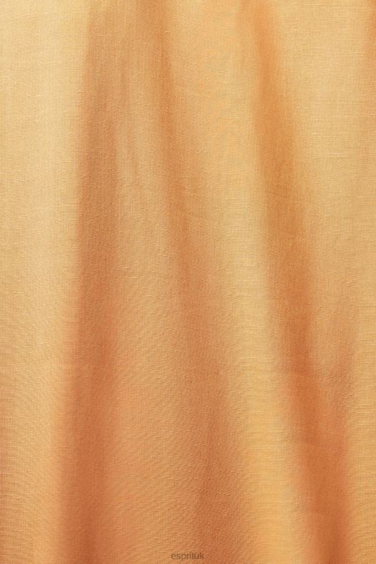 Esprit Blended linen: shirt dress with a belt Women Peach Dresses P0D0X542 - Image 4