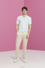 Esprit Blended TENCEL and sustainable cotton polo shirt Men Light Aqua Green Polos P0D0X760 - Image 2