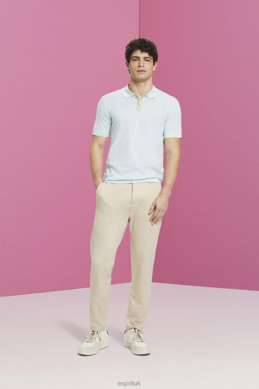 Esprit Blended TENCEL and sustainable cotton polo shirt Men Light Aqua Green Polos P0D0X760 - Image 2