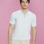 Esprit Blended TENCEL and sustainable cotton polo shirt Men Light Aqua Green Polos P0D0X760