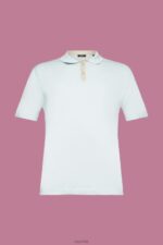 Esprit Blended TENCEL and sustainable cotton polo shirt Men Light Aqua Green Polos P0D0X760 - Image 5