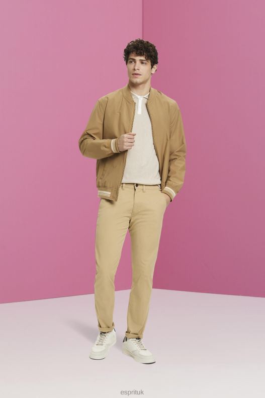 Esprit Blended TENCEL and sustainable cotton polo shirt Men Light Taupe Polos P0D0X759 - Image 2