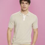 Esprit Blended TENCEL and sustainable cotton polo shirt Men Light Taupe Polos P0D0X759