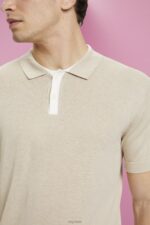 Esprit Blended TENCEL and sustainable cotton polo shirt Men Light Taupe Polos P0D0X759 - Image 3