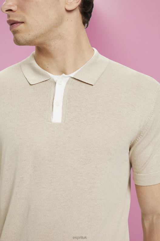 Esprit Blended TENCEL and sustainable cotton polo shirt Men Light Taupe Polos P0D0X759 - Image 3