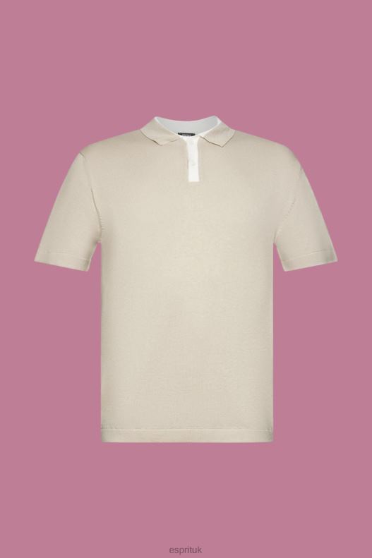 Esprit Blended TENCEL and sustainable cotton polo shirt Men Light Taupe Polos P0D0X759 - Image 5