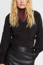Esprit Blouse with smocked details, LENZING ECOVERO Women Black Blouses P0D0X370