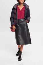 Esprit Blouse with smocked details, LENZING ECOVERO Women Cherry Red Blouses P0D0X371 - Image 2