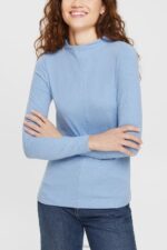 Esprit Boat neck long sleeve top Women Bright Blue Long Sleeve P0D0X367