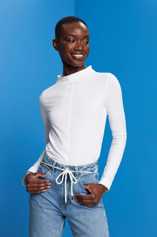 Esprit Boat neck long sleeve top Women White Long Sleeve P0D0X369 - Image 1