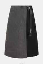 Esprit Buckle waist wrapped midi skirt Women Black Skirts P0D0X363 - Image 4