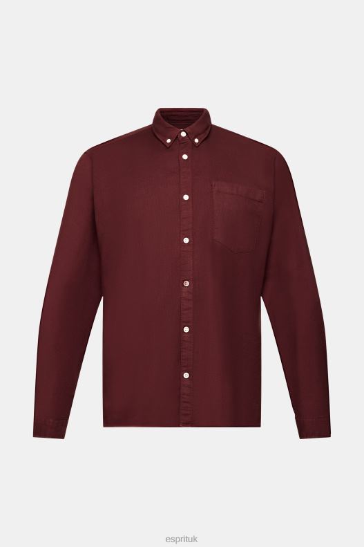Esprit Button down cotton shirt Men Bordeaux Red Shirts P0D0X814 - Image 5