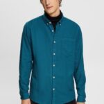 Esprit Button down cotton shirt Men Dark Turquoise Shirts P0D0X813