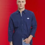 Esprit Button-down cotton shirt Men Navy Shirts P0D0X660
