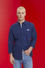 Esprit Button-down cotton shirt Men Navy Shirts P0D0X660