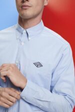Esprit Button-down cotton shirt Men Pastel Blue Shirts P0D0X661 - Image 3