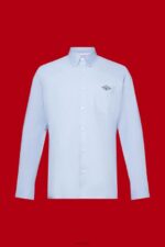 Esprit Button-down cotton shirt Men Pastel Blue Shirts P0D0X661 - Image 5