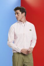 Esprit Button-down cotton shirt Men Pink Shirts P0D0X662