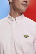 Esprit Button-down cotton shirt Men Pink Shirts P0D0X662 - Image 3