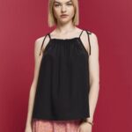 Esprit Camisole top with smock, TENCEL Women Black Top P0D0X198
