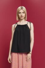 Esprit Camisole top with smock, TENCEL Women Black Top P0D0X198