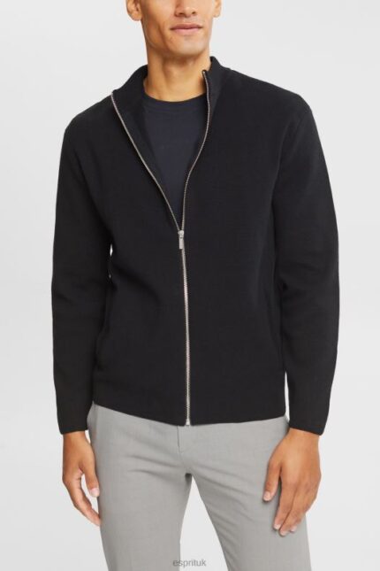 Esprit Cardigan with zip Men Black Sweaters P0D0X921