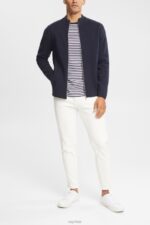 Esprit Cardigan with zip Men Navy Sweaters P0D0X922 - Image 2
