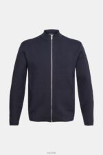 Esprit Cardigan with zip Men Navy Sweaters P0D0X922 - Image 5