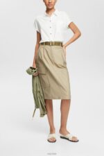 Esprit Cargo-style midi skirt Women Pale Khaki Skirts P0D0X535 - Image 2
