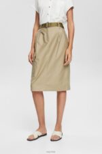 Esprit Cargo-style midi skirt Women Pale Khaki Skirts P0D0X535