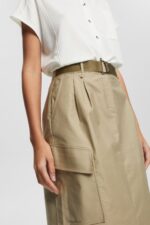 Esprit Cargo-style midi skirt Women Pale Khaki Skirts P0D0X535 - Image 3