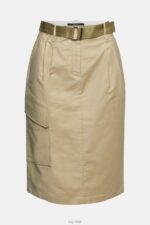 Esprit Cargo-style midi skirt Women Pale Khaki Skirts P0D0X535 - Image 5