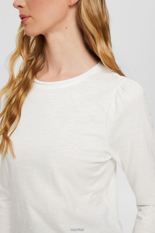 Esprit Casual cotton slub t-shirt Women Off White T-Shirts P0D0X539 - Image 3