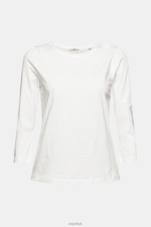 Esprit Casual cotton slub t-shirt Women Off White T-Shirts P0D0X539 - Image 5