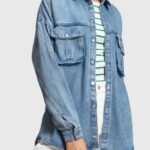 Esprit Casual denim shirt Women Blue Light Wash Shirts P0D0X485