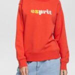 Esprit Casual logo puff print sweatshirt Women Orange Red Sweatshirts & Hoodies P0D0X366