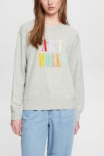 Esprit Casual slogan sweatshirt Women Light Grey Sweatshirts & Hoodies P0D0X540