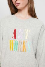 Esprit Casual slogan sweatshirt Women Light Grey Sweatshirts & Hoodies P0D0X540 - Image 3