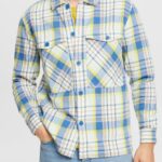 Esprit Checked shirt Men Blue Shirts P0D0X886