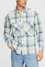 Esprit Checked shirt Men Blue Shirts P0D0X886