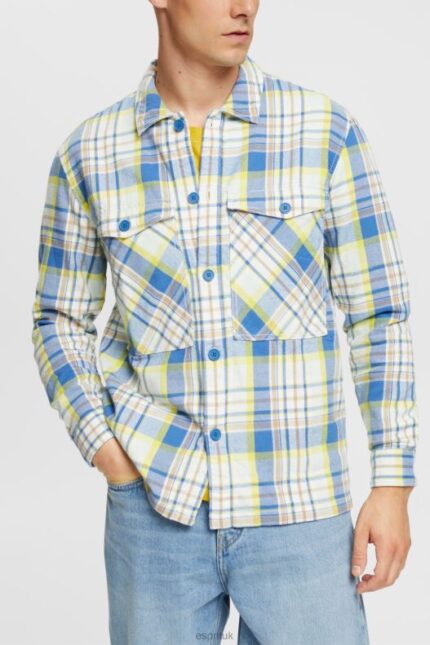 Esprit Checked shirt Men Blue Shirts P0D0X886