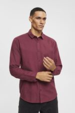 Esprit Checked slim fit shirt Men Bordeaux Red Shirts P0D0X690