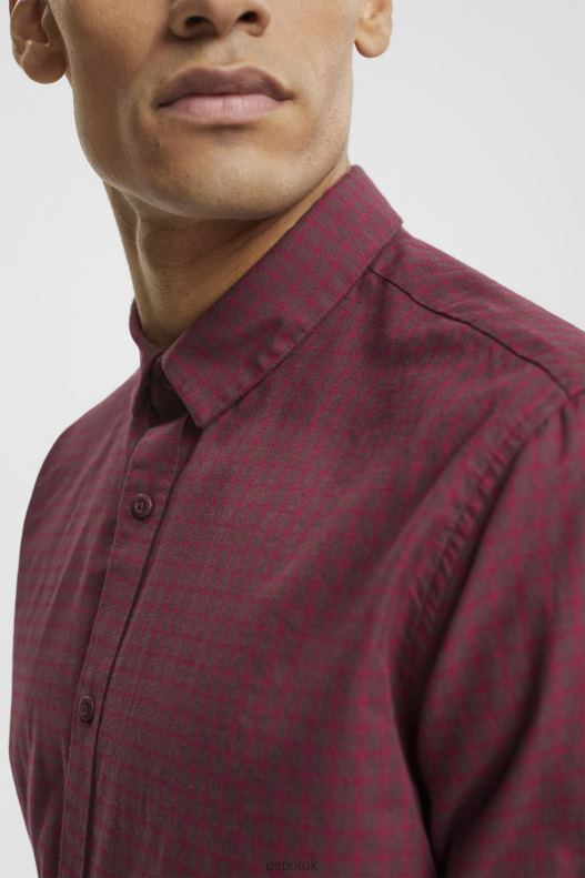 Esprit Checked slim fit shirt Men Bordeaux Red Shirts P0D0X690 - Image 3