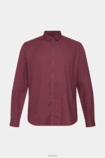 Esprit Checked slim fit shirt Men Bordeaux Red Shirts P0D0X690 - Image 5